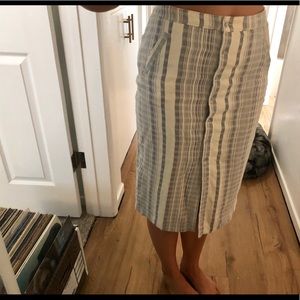 Midi striped button up skirt